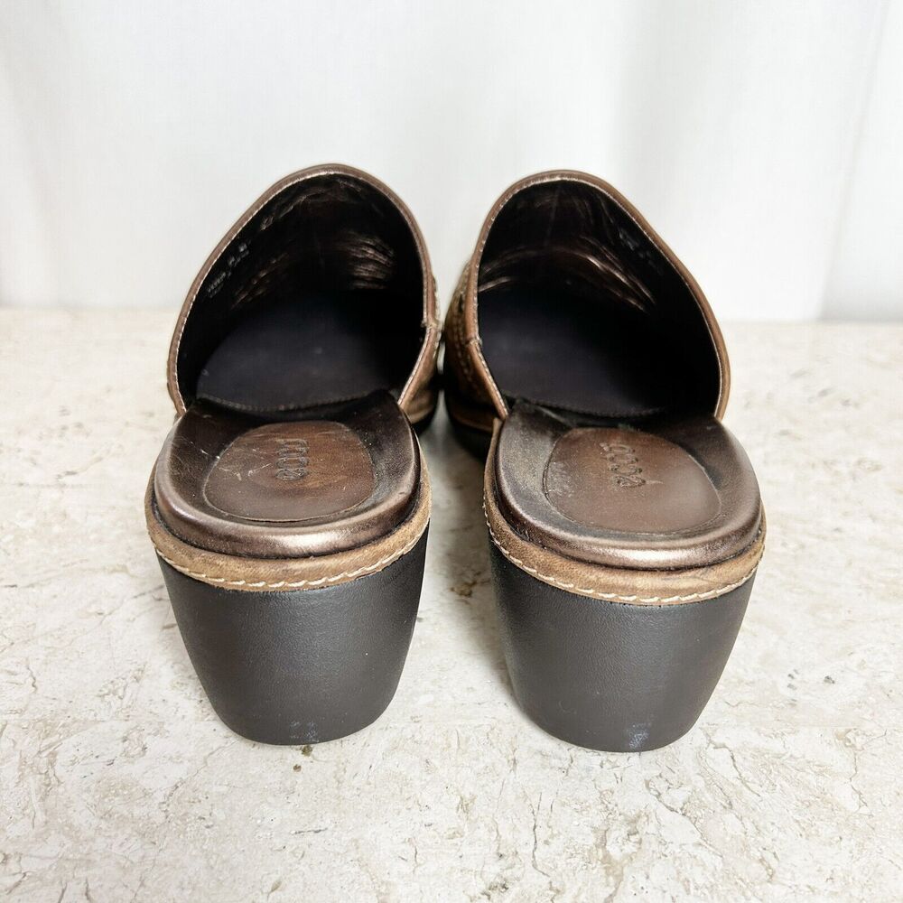 ECCO Clog Shoes 41 US 10 10.5 Tonal Brown Leather Studded Slip On Western Boho - Picture 7 of 10